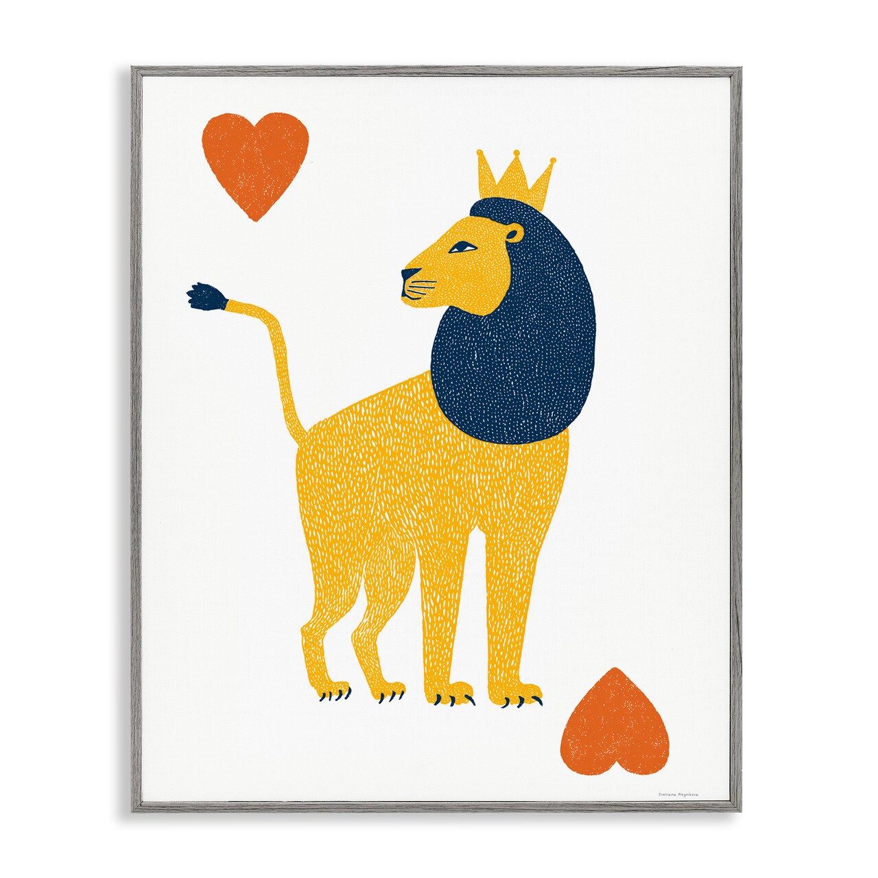 Stupell Industries Lion & Hearts Card Framed Giclee, design by Svetlana Aleynikova